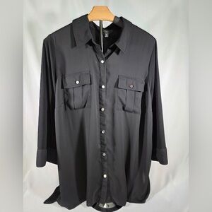 Slim Factor By Investments Button Front Top - Black - 2X